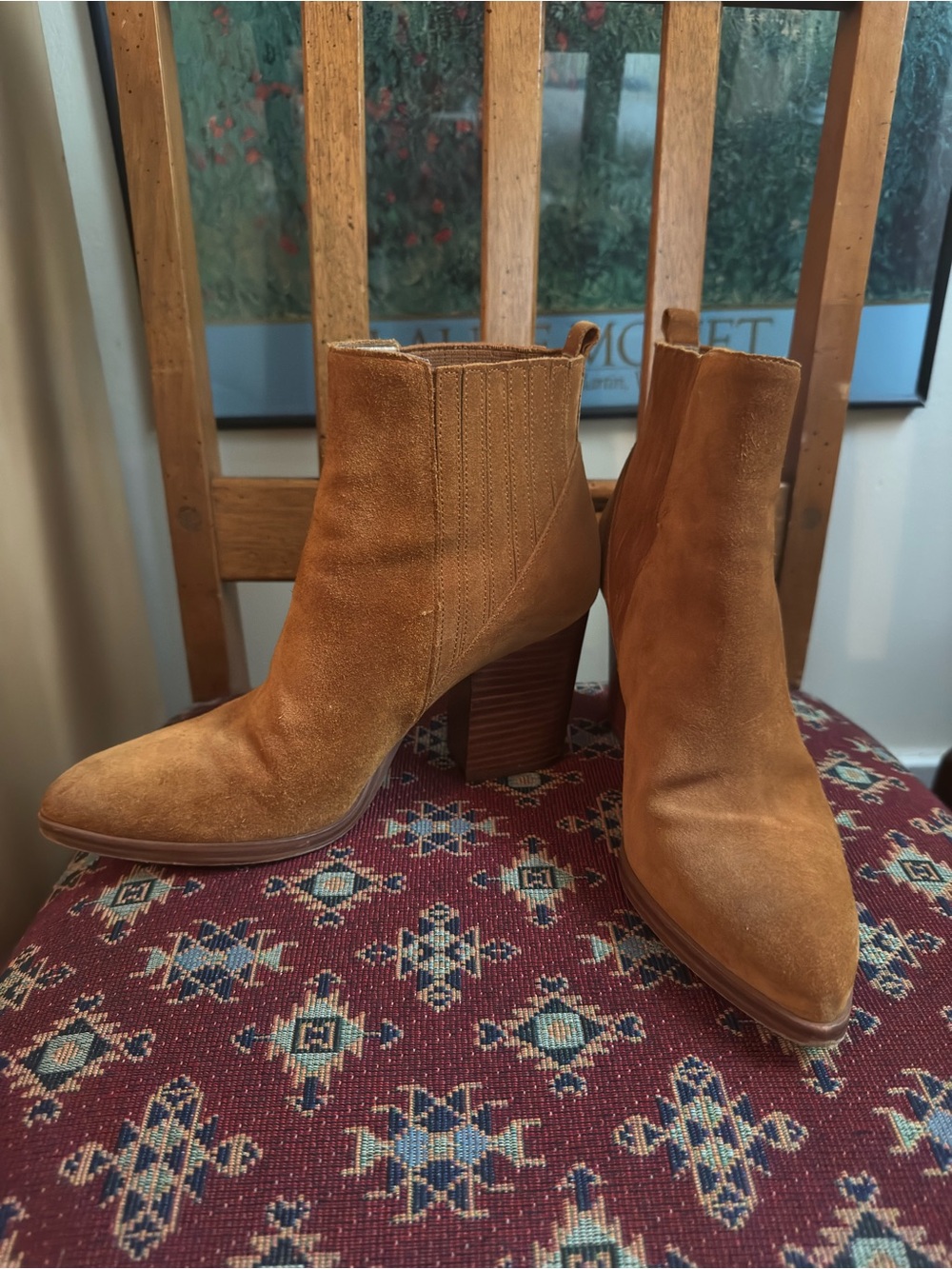 Marc Fisher Tan Suede Pointed Toe Ankle Booties